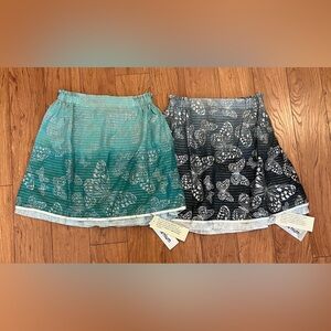 NWT Lot Of 2 Medium Millenium Green Black Silver Reversible Skirt Butterfly Y2K